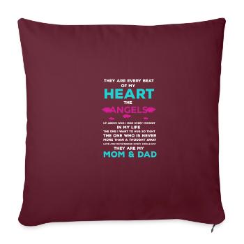 Maman _ Papa Mes Anges Souvenirs Vintage d’El - Housse de coussin décorative 45 x 45 cm - bordeaux - Devant