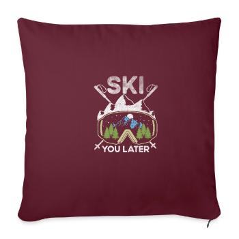 Ski, später Winter Sport Alpine Ski Ski Ski Skifah - Sofakissenbezug 45 x 45 cm - Burgunderrot - Vorne