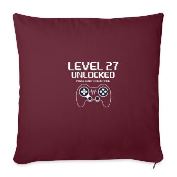 Gamer 27 Jahre alt 27. Bday Level 27 Unlocked - Sofakissenbezug 45 x 45 cm - Burgunderrot - Vorne