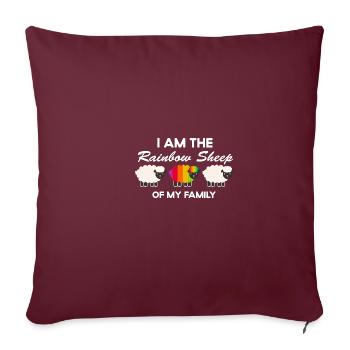 Je suis le mouton arc-en-ciel de ma famille. I b - Housse de coussin décorative 45 x 45 cm - bordeaux - Devant
