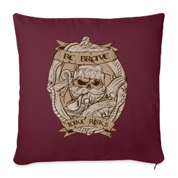 Totenkopf Kapitän Vintage Design - Sofakissenbezug 45 x 45 cm - Burgunderrot - Vorne