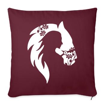 Chevaux Cheval Fille Motif de Fleur - Housse de coussin décorative 45 x 45 cm - bordeaux - Devant