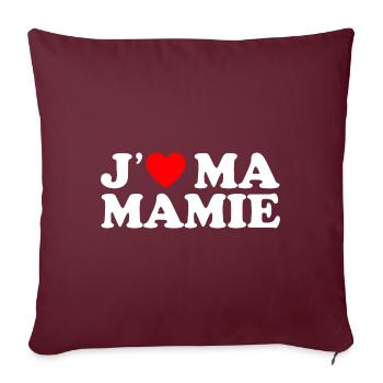 J'aime Ma Mamie Cadeau Grand-mère Coeur Rouge - Housse de coussin décorative 45 x 45 cm - bordeaux - Devant