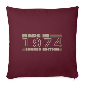Cadeau d'anniversaire 1974 vintage 1974 né en 1974 - Housse de coussin décorative 45 x 45 cm - bordeaux - Devant