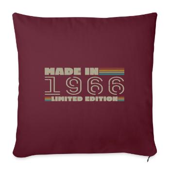 Cadeau d'anniversaire 1966 vintage 1966 né en 1966 - Housse de coussin décorative 45 x 45 cm - bordeaux - Devant