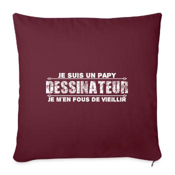 Je suis Un Papy dessinateur. - Housse de coussin décorative 45 x 45 cm - bordeaux - Devant