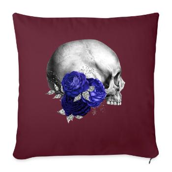Nuit fleurs gothique goth crâne mort crâne punk - Housse de coussin décorative 45 x 45 cm - bordeaux - Devant