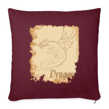 Dragon ancien - Housse de coussin décorative 45 x 45 cm - bordeaux - Devant
