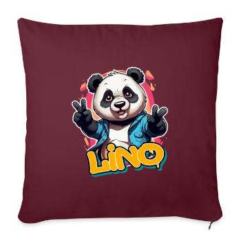 LINO - Beau prénom de garçon avec un panda cool - Housse de coussin décorative 45 x 45 cm - bordeaux - Devant