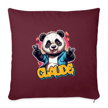 CLAUDE - Beau nom de garçon avec Panda cool - Housse de coussin décorative 45 x 45 cm - bordeaux - Devant