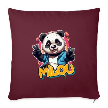 MI LOU - Schöner Jungen Name mit coolem Panda - Sofakissenbezug 45 x 45 cm - Burgunderrot - Vorne