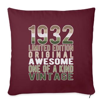 Edition limitée depuis 1932 Anniversaire Millésime 1932 - Housse de coussin décorative 45 x 45 cm - bordeaux - Devant