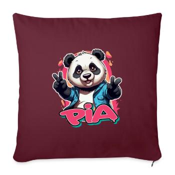 PIA - Schöner Mädchen Name mit coolem Panda - Sofakissenbezug 45 x 45 cm - Burgunderrot - Vorne
