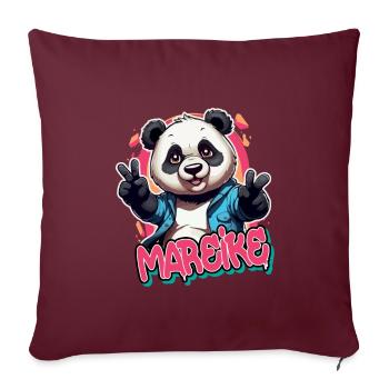 MAREIKE - Schöner Mädchen Name mit coolem Panda - Sofakissenbezug 45 x 45 cm - Burgunderrot - Vorne