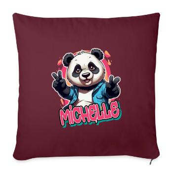 MICHELLE - Beau nom de fille avec Cool Panda - Housse de coussin décorative 45 x 45 cm - bordeaux - Devant