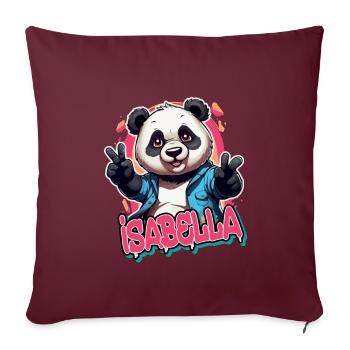ISABELLA - Schöner Mädchen Name mit coolem Panda - Sofakissenbezug 45 x 45 cm - Burgunderrot - Vorne