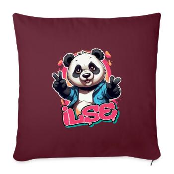 ILSE - Beau nom de fille avec Cool Panda - Housse de coussin décorative 45 x 45 cm - bordeaux - Devant