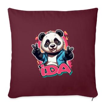 IDA - Schöner Mädchen Name mit coolem Panda - Sofakissenbezug 45 x 45 cm - Burgunderrot - Vorne