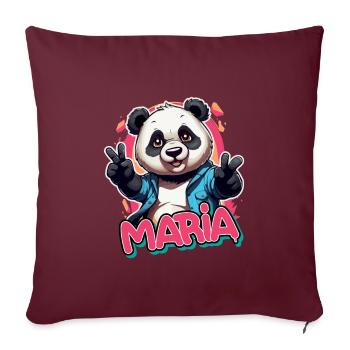 MARIA - Beau nom de fille avec Cool Panda - Housse de coussin décorative 45 x 45 cm - bordeaux - Devant