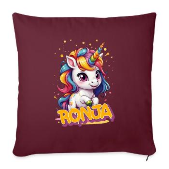 RONJA - Beau prénom de fille avec une jolie licorne - Housse de coussin décorative 45 x 45 cm - bordeaux - Devant
