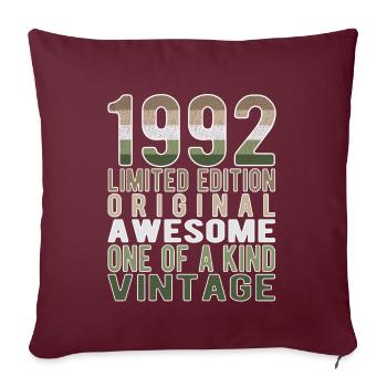 Edition Limitée Depuis 1992 Anniversaire Millésime 1992 - Housse de coussin décorative 45 x 45 cm - bordeaux - Devant