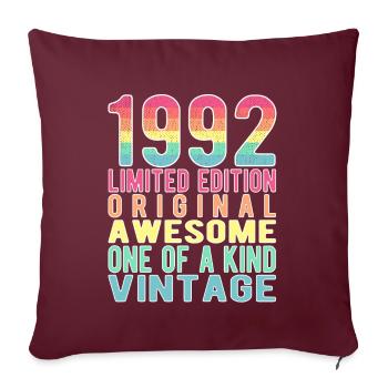 Edition Limitée Depuis 1992 Anniversaire Millésime 1992 - Housse de coussin décorative 45 x 45 cm - bordeaux - Devant