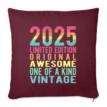 Edition limitée depuis 2025 Anniversaire Millésime 2025 - Housse de coussin décorative 45 x 45 cm - bordeaux - Devant