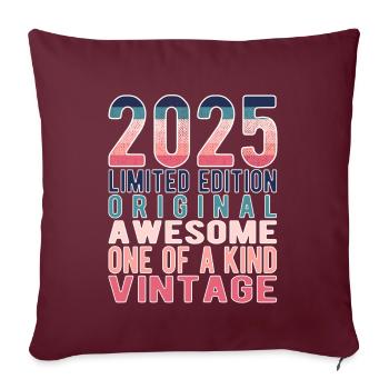 Edition limitée depuis 2025 Anniversaire Millésime 2025 - Housse de coussin décorative 45 x 45 cm - bordeaux - Devant