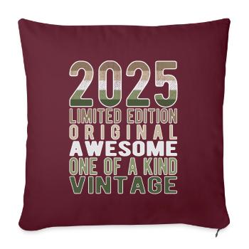 Edition limitée depuis 2025 Anniversaire Millésime 2025 - Housse de coussin décorative 45 x 45 cm - bordeaux - Devant