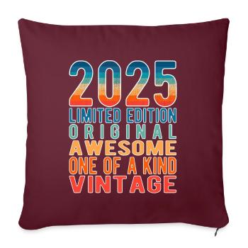 Edition limitée depuis 2025 Anniversaire Millésime 2025 - Housse de coussin décorative 45 x 45 cm - bordeaux - Devant
