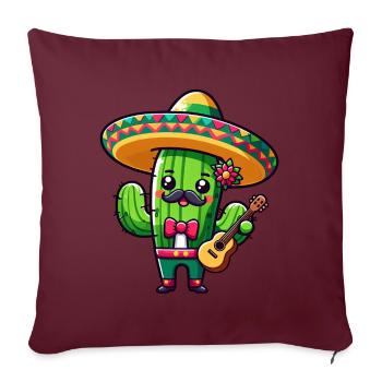 Cinco de Mayo Kaktus Mariachi Gitarrist - Sofakissenbezug 45 x 45 cm - Burgunderrot - Vorne
