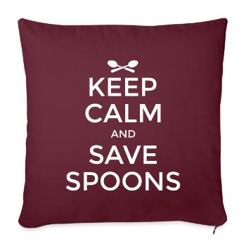 Restez calme et économisez des cuillères cadeau - Housse de coussin décorative 45 x 45 cm - bordeaux - Devant