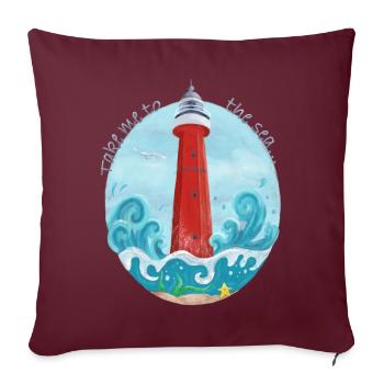 Phare. Mer. Vacances à la mer - Housse de coussin décorative 45 x 45 cm - bordeaux - Devant