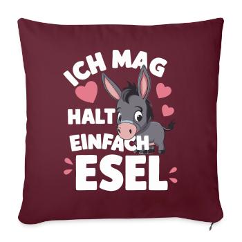 Âne âne mulet Muli - Housse de coussin décorative 45 x 45 cm - bordeaux - Devant
