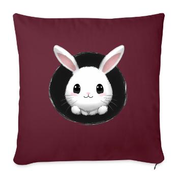 Petit lapin lapin - Housse de coussin décorative 45 x 45 cm - bordeaux - Devant