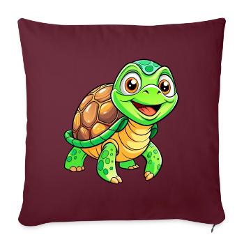 Mega süße Schildkröte - Sofakissenbezug 45 x 45 cm - Burgunderrot - Vorne