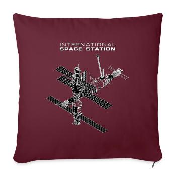 Station spatiale internationale avec Soyouz - Housse de coussin décorative 45 x 45 cm - bordeaux - Devant