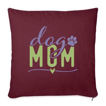 DOG MOM Design, Dog mum Hundemama Typografie - Sofakissenbezug 45 x 45 cm - Burgunderrot - Vorne