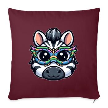 Zèbre du Mardi Gras : Masques et Perles - Housse de coussin décorative 45 x 45 cm - bordeaux - Devant