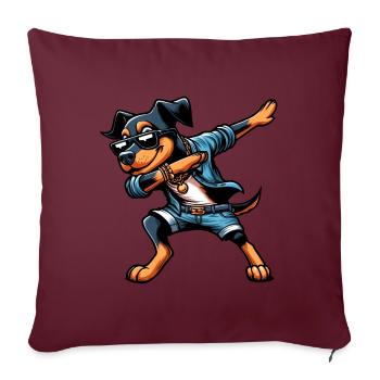 Cooler Dobermann Dabbing Hund Cartoon Stil - Sofakissenbezug 45 x 45 cm - Burgunderrot - Vorne