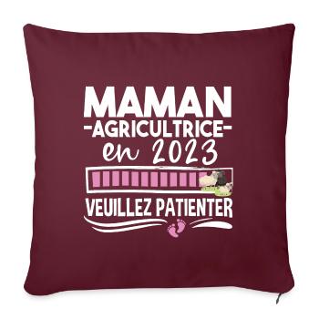 2023 Maman Agricultrice Agriculture Naissance - Housse de coussin décorative 45 x 45 cm - bordeaux - Devant