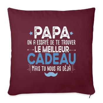 Papa Père Papou Papounet Cadeau T-shirt Mug - Housse de coussin décorative 45 x 45 cm - bordeaux - Devant