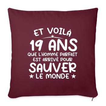 19 Jahre altes Geschenk 19 Jahre altes originelles Geschenk Mann 19 Jahre alt - Sofakissenbezug 45 x 45 cm - Burgunderrot - Vorne