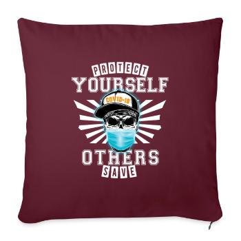 Protégez-vous - sauvez les autres de la COVID-19 - Housse de coussin décorative 45 x 45 cm - bordeaux - Devant