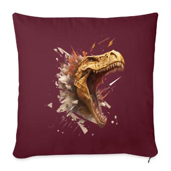 aggressiver Dino, der durch eine Wand bricht. - Sofakissenbezug 45 x 45 cm - Burgunderrot - Vorne