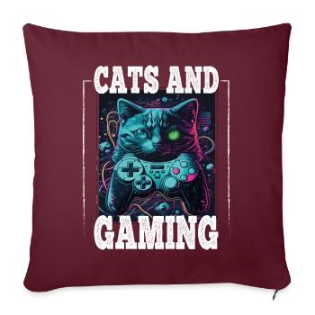 Chats et chat chaton chaton contrôleur de jeu - Housse de coussin décorative 45 x 45 cm - bordeaux - Devant