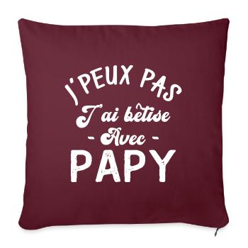 J'peux pas j'ai bêtise avec papy - Housse de coussin décorative 45 x 45 cm - bordeaux - Devant