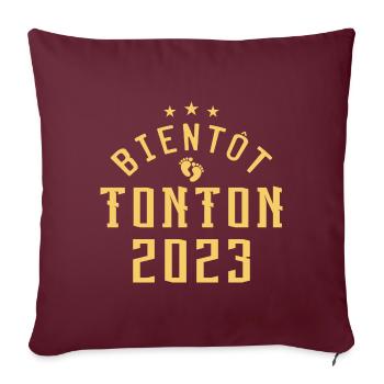 Annonce grossesse bientôt Tonton 2023 - Housse de coussin décorative 45 x 45 cm - bordeaux - Devant