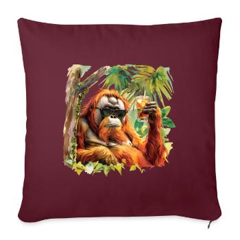 Orang-outan cool - Housse de coussin décorative 45 x 45 cm - bordeaux - Devant