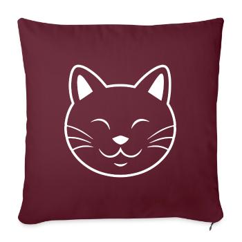Chat Chats Chat Dame Chat Amoureux Chat Visage - Housse de coussin décorative 45 x 45 cm - bordeaux - Devant